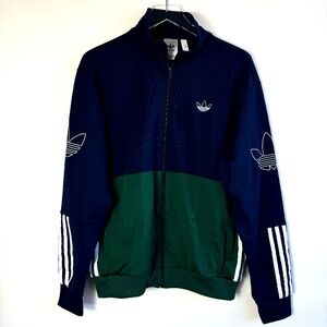 mens Adidas trefoil track jacket M color block blue green Logo spell out street